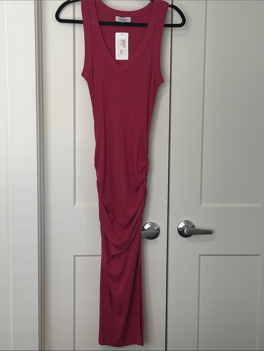 Michael Stars Sleeveless Ruched Maxi Dress in Berry Pink